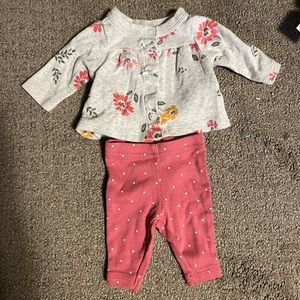 Child of mine by Carters, preemie outfit, pink, floral, polka dots